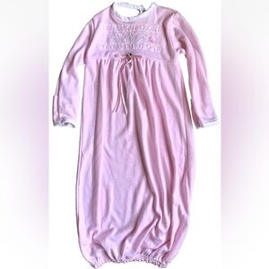 Vintage Baby Dior Layette Sleeper Gown 0-3-6 up to 11 Lbs Pink w/ White Baby